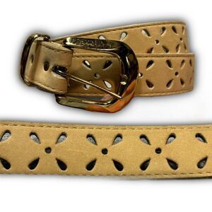 Beige Leather Floral Cross Belt 28-32"